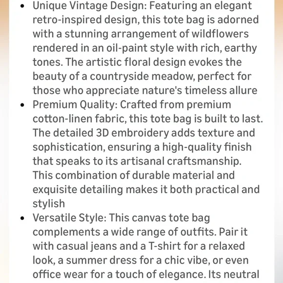 Sunflower Embroidered Tote Bag - Picture 7 of 7